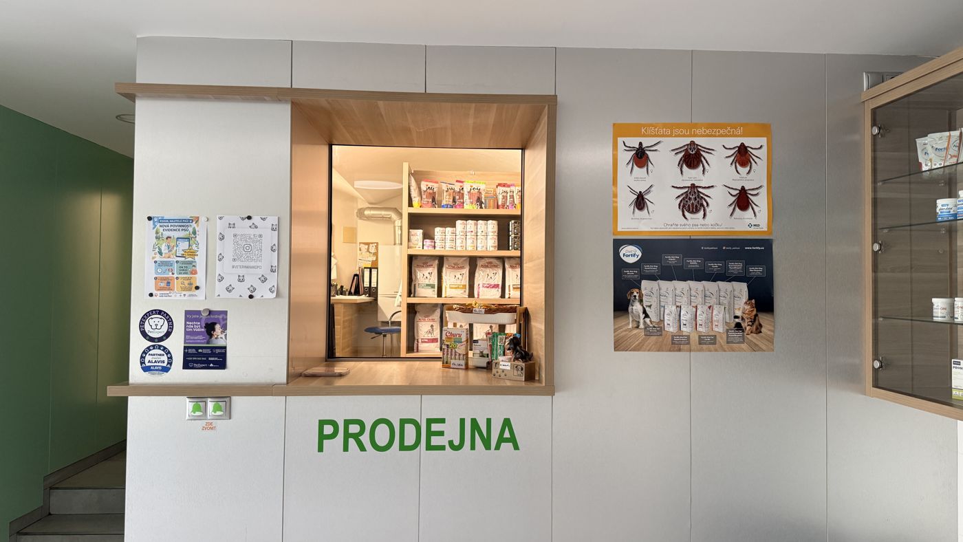 Prodejna krmiv – Veterinární klinika Na Kopci